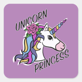 Unicorn Princess Design - Square Stickers