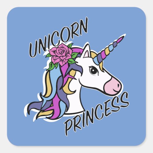 Unicorn Princess Design - Square Stickers (Voorkant)