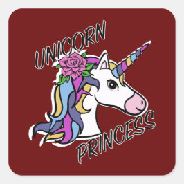 Unicorn Princess Design - Square Stickers