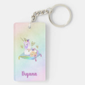Unicorn Princess Diva Iridescent Rainbow Pastel Sleutelhanger (achterkant)