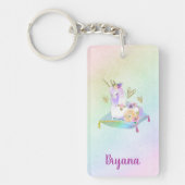Unicorn Princess Diva Iridescent Rainbow Pastel Sleutelhanger (Voorkant)