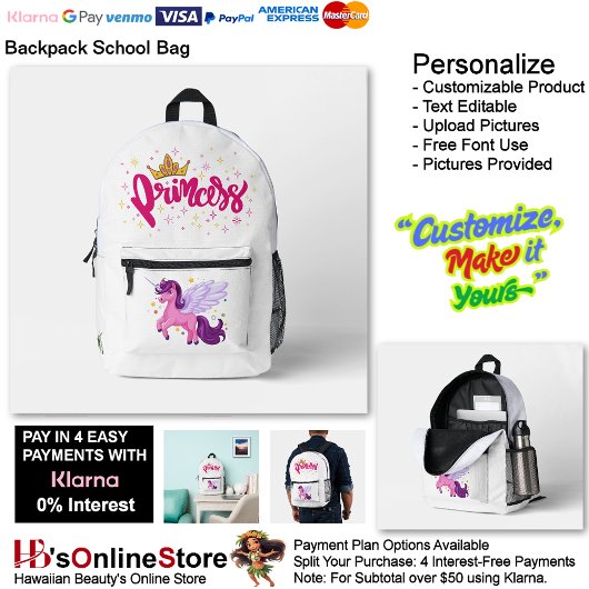 Unicorn Princess Dreamy Fantasy School Supplies 1 Bedrukte Rugzak