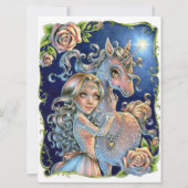 Unicorn Princess Fairytale Roos Art Kaart (Voorkant)