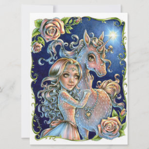 Unicorn Princess Fairytale Roos Art Kaart