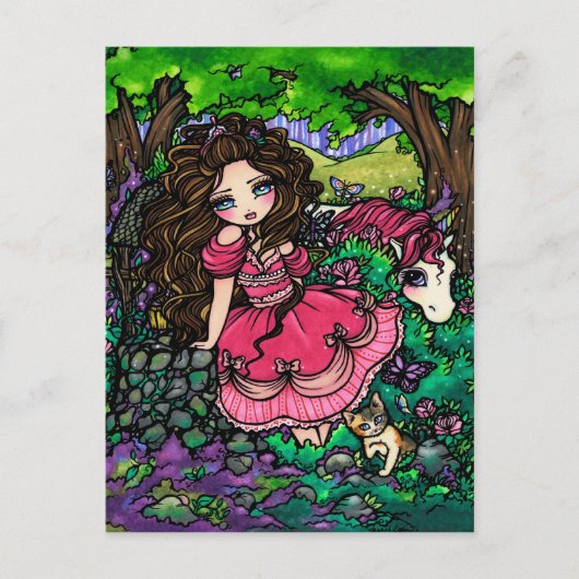 Unicorn Princess Fantasy Fairy Art Briefkaart (Voorkant)