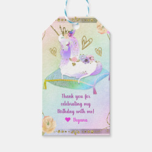 Unicorn Princess Iridescent Rainbow Pastel Party Cadeaulabel