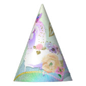 Unicorn Princess Iridescent Rainbow Pastel Party Feesthoedjes (Voorkant)
