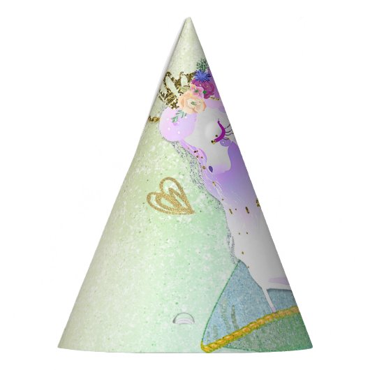 Unicorn Princess Iridescent Rainbow Pastel Party Feesthoedjes (Links)