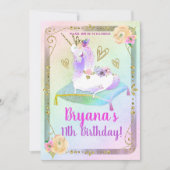 Unicorn Princess Iridescent Rainbow Pastel Party Kaart (Voorkant)