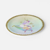 Unicorn Princess Iridescent Rainbow Pastel Party Papieren Bordje (Gekanteld)
