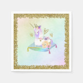 Unicorn Princess Iridescent Rainbow Pastel Party Servet (Voorkant)