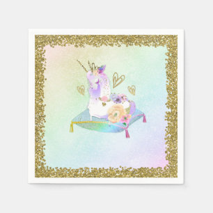 Unicorn Princess Iridescent Rainbow Pastel Party Servet