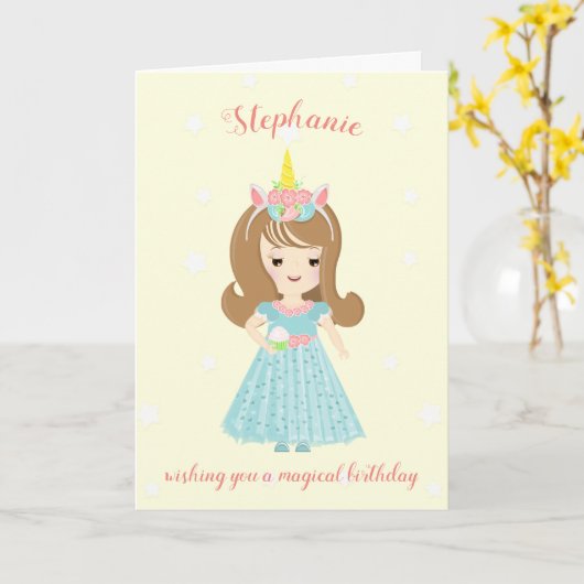 Unicorn Princess Kaart (Gele Bloem)