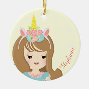 Unicorn Princess Keramisch Ornament