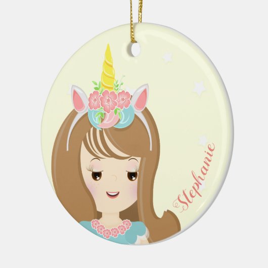 Unicorn Princess Keramisch Ornament (Links)