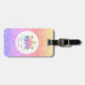 Unicorn Princess Rainbow Glitter Persoonlijke naam Bagagelabel (Voorkant horizontaal)