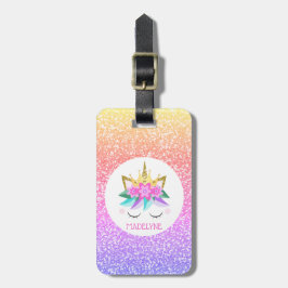Unicorn Princess Rainbow Glitter Persoonlijke naam Bagagelabel