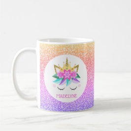 Unicorn Princess Rainbow Glitter Persoonlijke naam Koffiemok