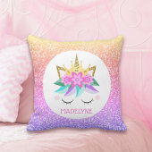 Unicorn Princess Rainbow Glitter Persoonlijke naam Kussen