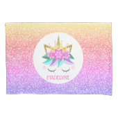 Unicorn Princess Rainbow Glitter Persoonlijke naam Kussensloop (Voorkant)