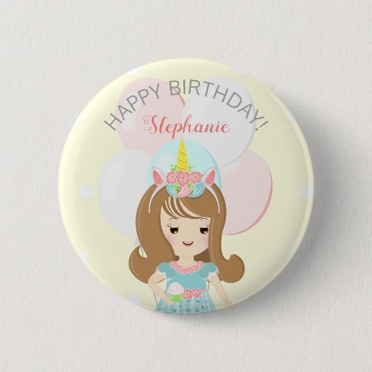 Unicorn Princess Ronde Button 5,7 Cm (Voorkant)