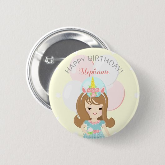 Unicorn Princess Ronde Button 5,7 Cm (Voorkant /achterkant)
