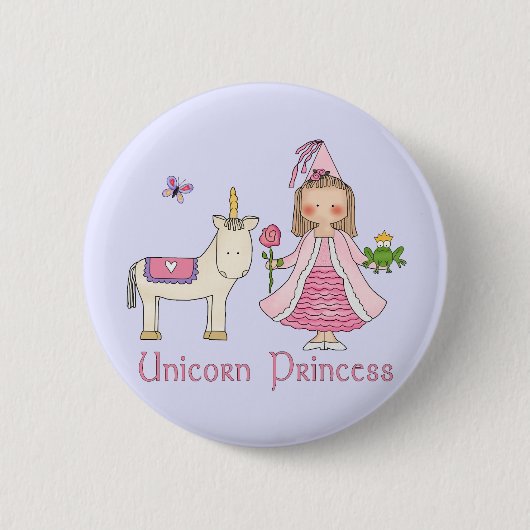 Unicorn Princess Ronde Button 5,7 Cm (Voorkant)
