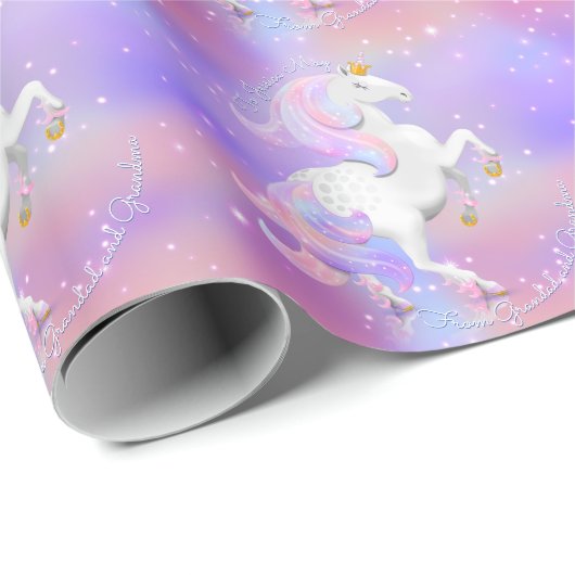 Unicorn Princess Snoep Floss Sparkles Personalized Cadeaupapier (Rol Hoek)