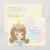 Unicorn Princess Uitnodiging Briefkaart (Voorkant / Achterkant)