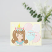 Unicorn Princess Uitnodiging Briefkaart (Staand voorkant)