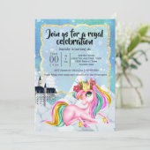 Unicorn prinses wintersprookkasteel kaart (Staand voorkant)