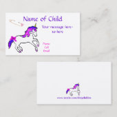 Unicorn-profielkaart voor kinderen visitekaartje (Voorkant / Achterkant)