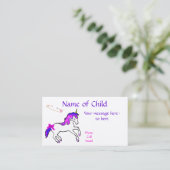 Unicorn-profielkaart voor kinderen visitekaartje (Staand voorkant)