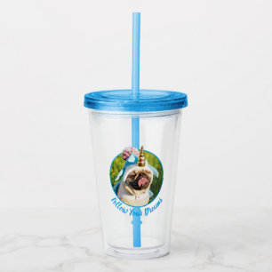 Unicorn Pug Acryl Drinkbeker