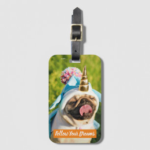 Unicorn Pug Bagagelabel