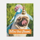 Unicorn Pug Fleece Deken (Voorkant)