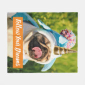 Unicorn Pug Fleece Deken (Voorkant (Horizontaal))