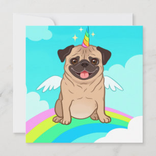 Unicorn Pug Holiday Kaart