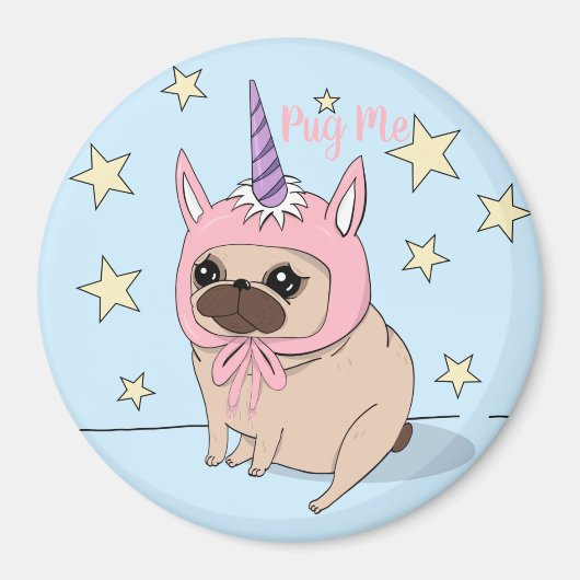Unicorn Pug Magneet (Voorkant)