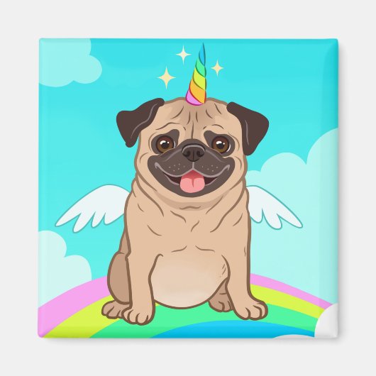 Unicorn Pug Magneet (Voorkant)