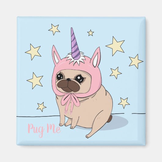 Unicorn Pug Magneet (Voorkant)
