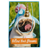 Unicorn Pug Medium Cadeauzakje (Achterkant)