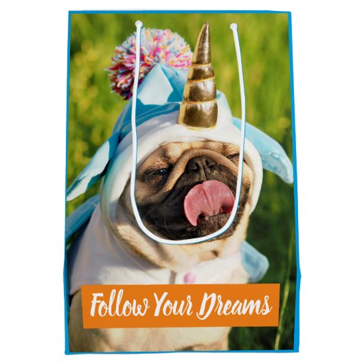 Unicorn Pug Medium Cadeauzakje (Achterkant)
