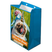 Unicorn Pug Medium Cadeauzakje (Achterkant Gekanteld)