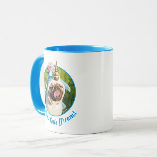 Unicorn Pug Mok (Voorkant links)