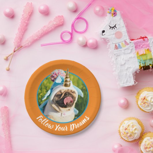 Unicorn Pug Papieren Bordje (Feest)