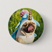 Unicorn Pug Ronde Button 5,7 Cm (Voorkant)