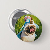 Unicorn Pug Ronde Button 5,7 Cm (Voorkant /achterkant)