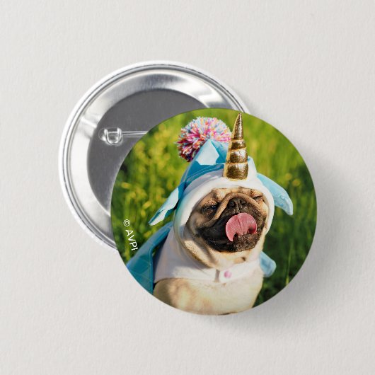 Unicorn Pug Ronde Button 5,7 Cm (Voorkant /achterkant)