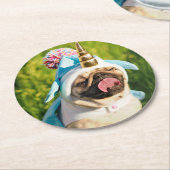 Unicorn Pug Ronde Kartonnen Onderzetter (Gebogen)